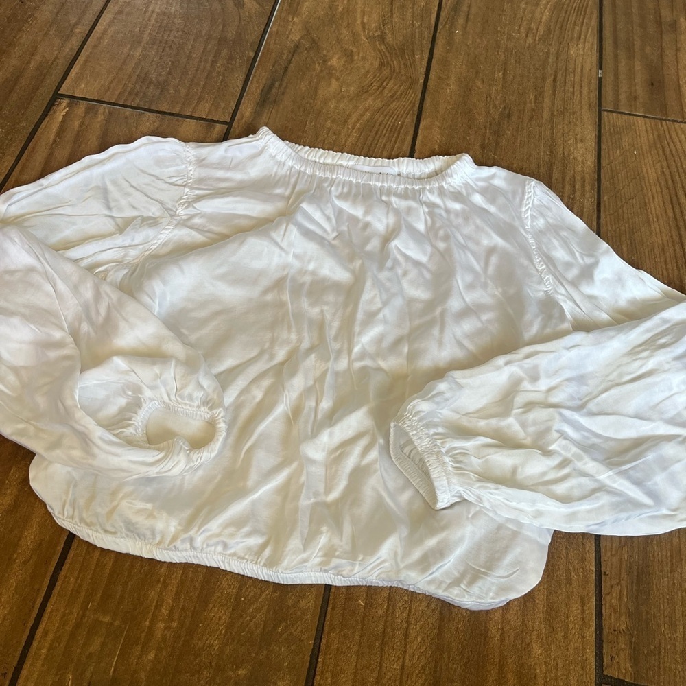 Bella Dahl elastic shirred white shine top medium - Picture 4 of 4